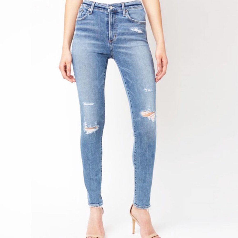 Agolde Sophie High-Rise Light Blue Distressed Skinny Jeans